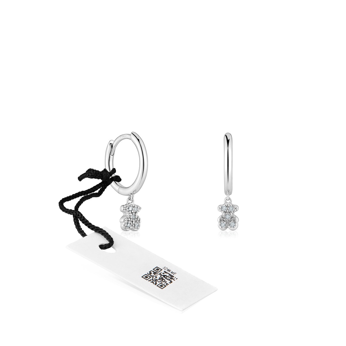 Short white-gold bear Hoop earrings with diamonds TOUS Grain