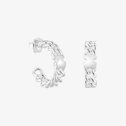Pendientes aro cortos de plata motivo oso Bold Motif