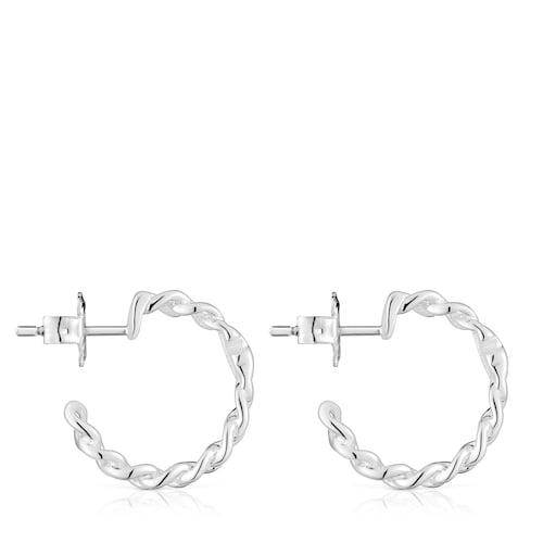 Short silver bear-motif Hoop earrings Bold Motif