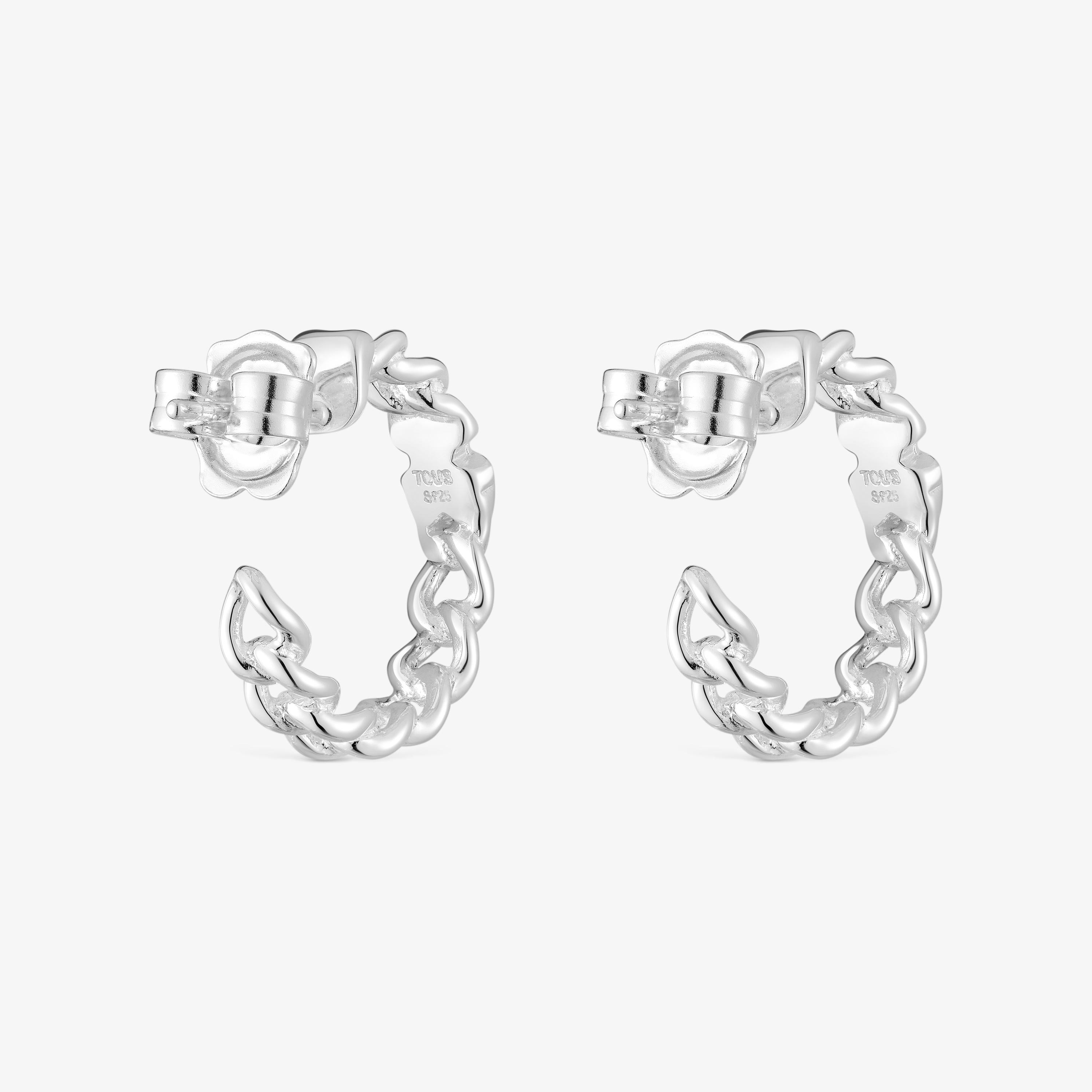 Short silver bear-motif Hoop earrings Bold Motif