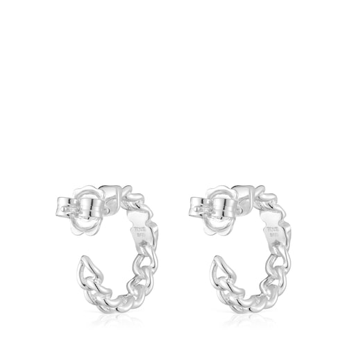 Short silver bear-motif Hoop earrings Bold Motif