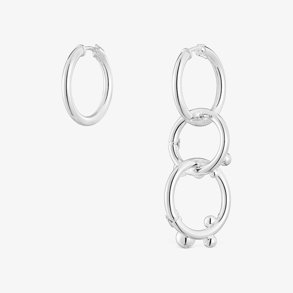 Kurze/lange Ohrringe Hold aus Silber mit Ringen und Details