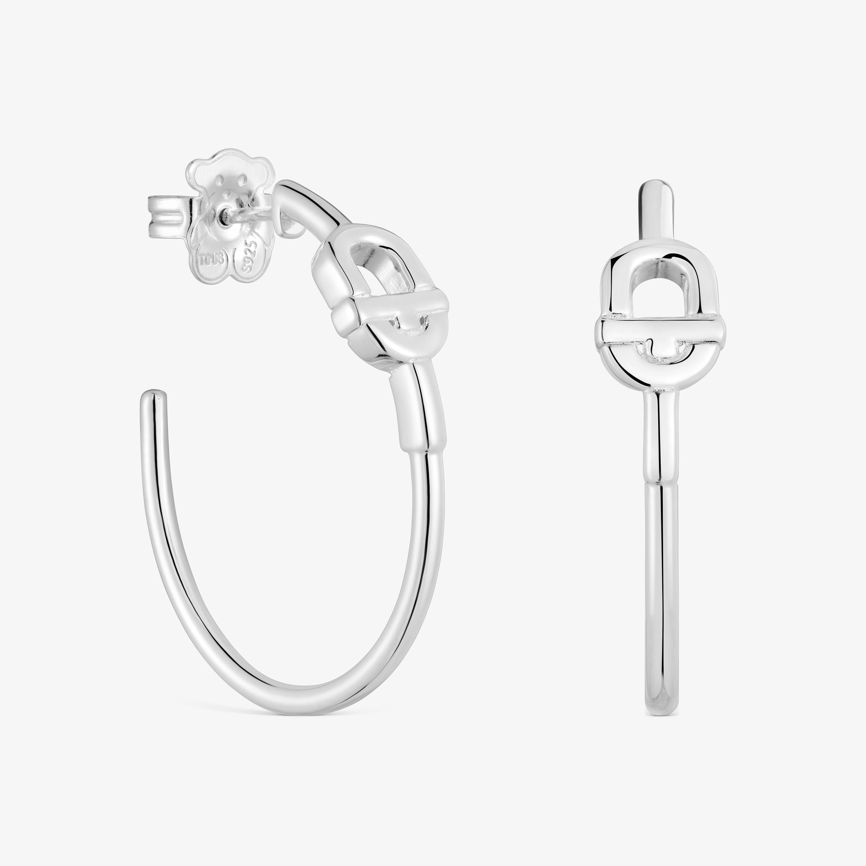 Long silver Hoop earrings with motif TOUS MANIFESTO