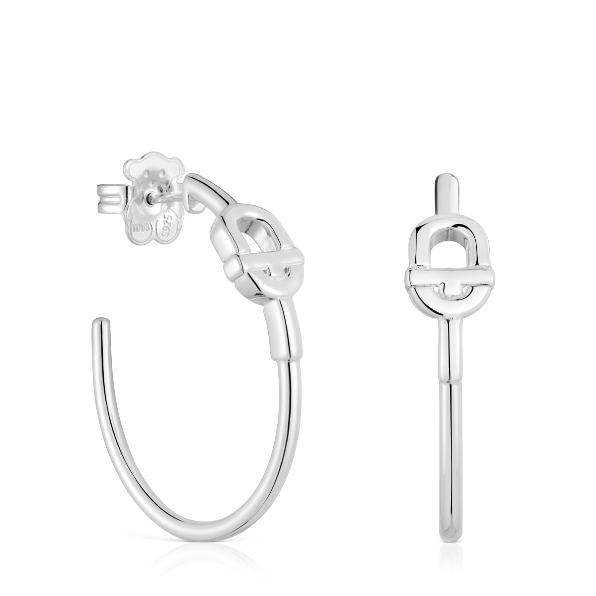 Long silver Hoop earrings with motif TOUS MANIFESTO