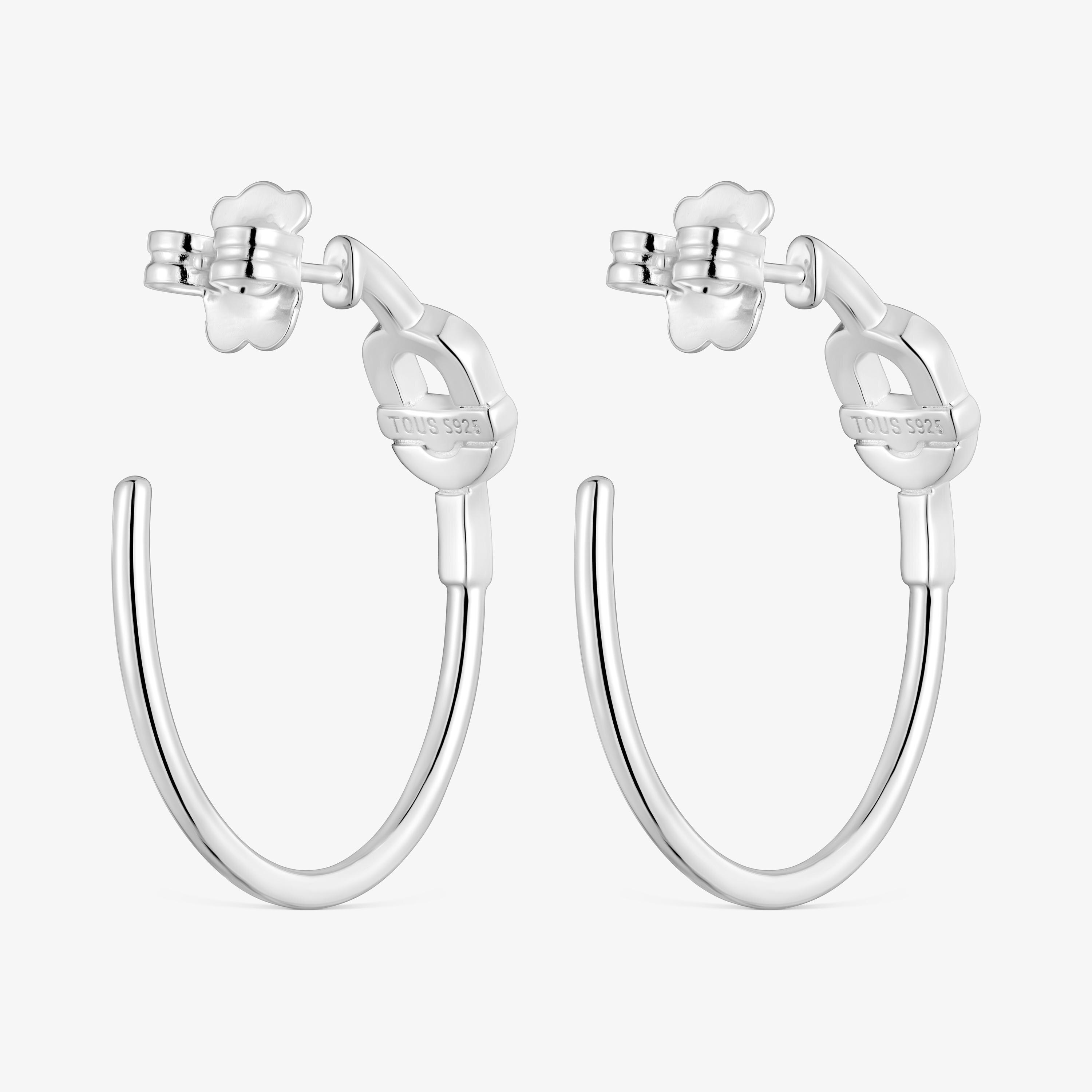 Long silver Hoop earrings with motif TOUS MANIFESTO