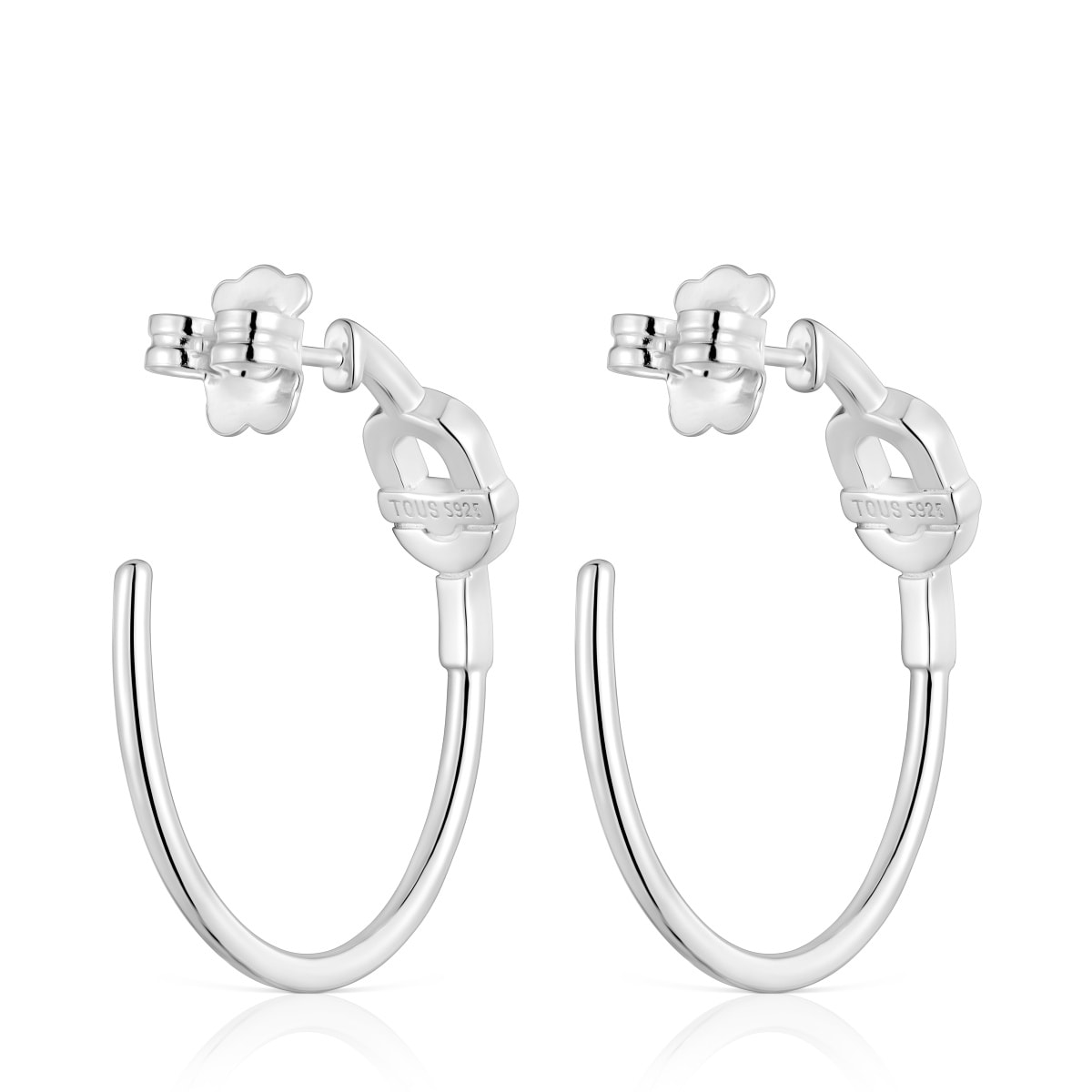Long silver Hoop earrings with motif TOUS MANIFESTO