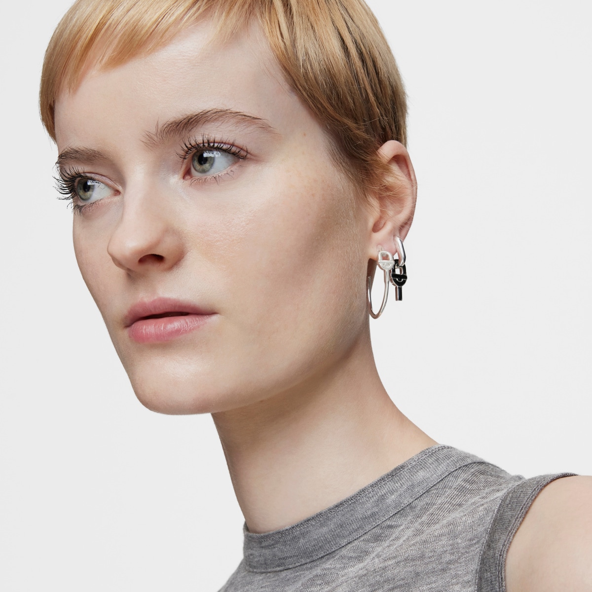 Long silver Hoop earrings with motif TOUS MANIFESTO