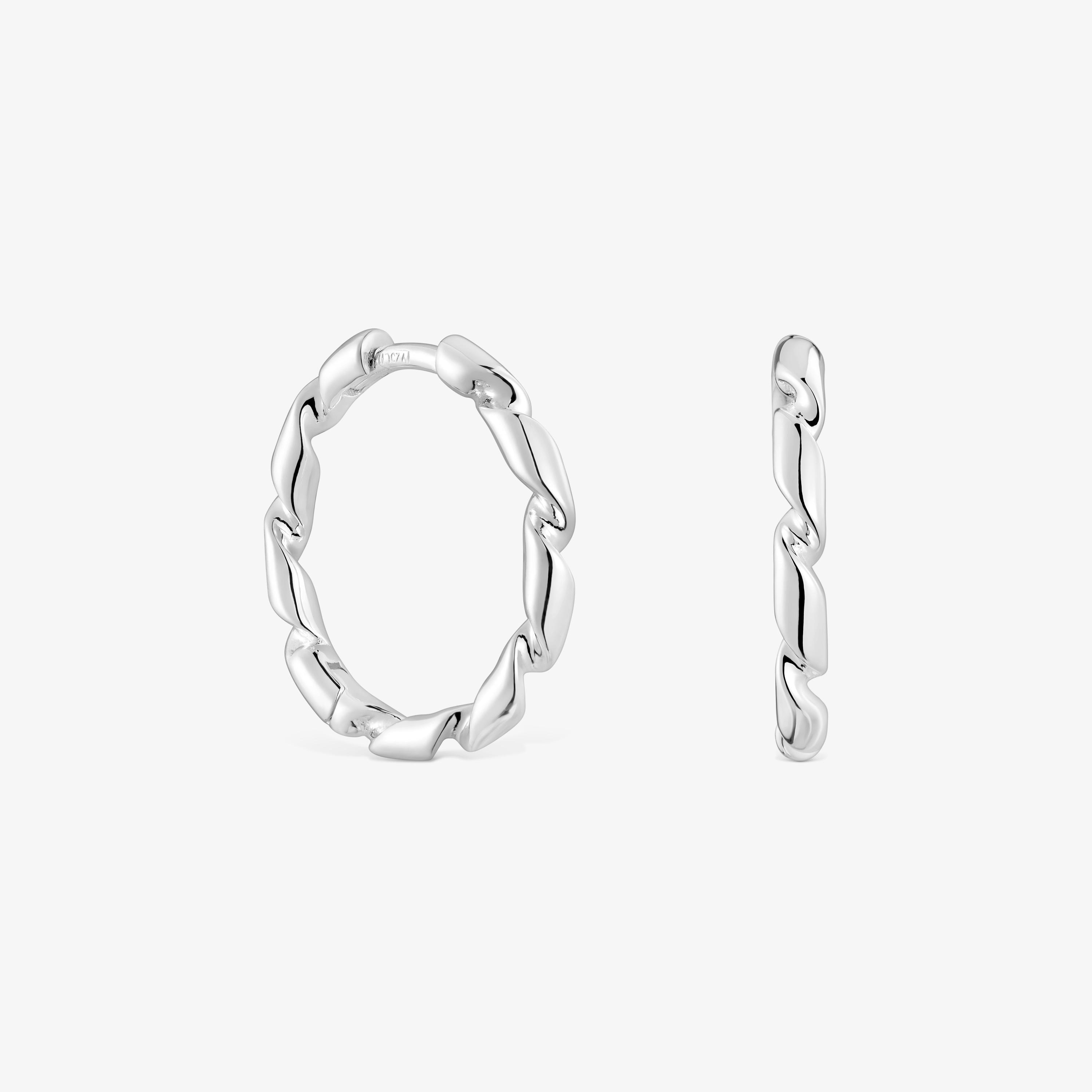 Twisted 15 mm silver Hoop earrings