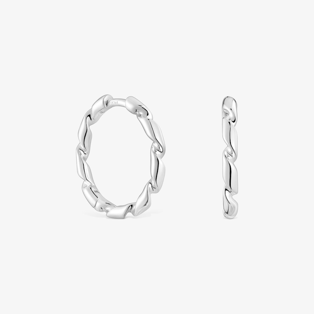 Twisted 15&nbsp;mm silver Hoop earrings