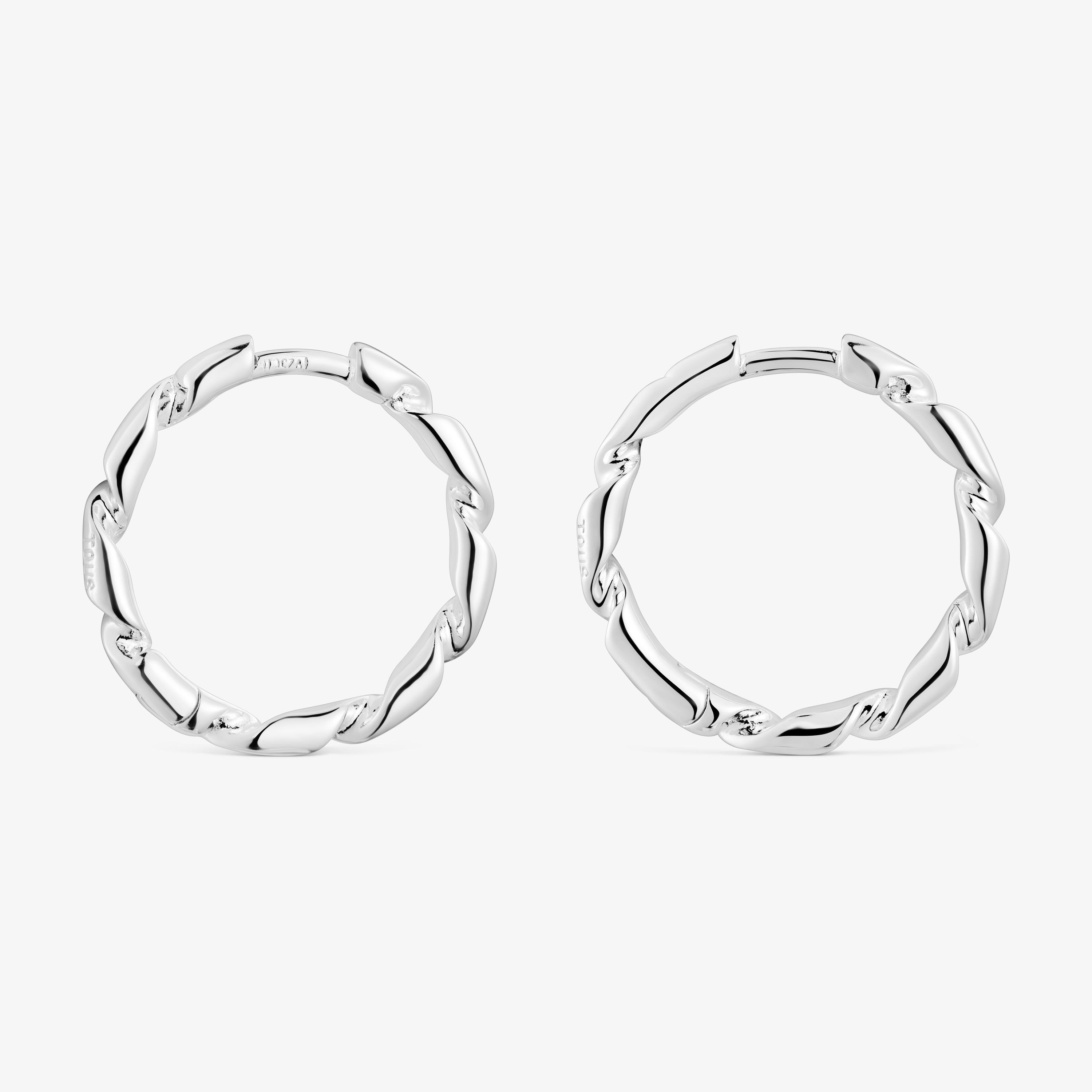 Twisted 15 mm silver Hoop earrings