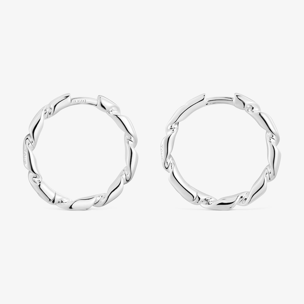Twisted 15&nbsp;mm silver Hoop earrings