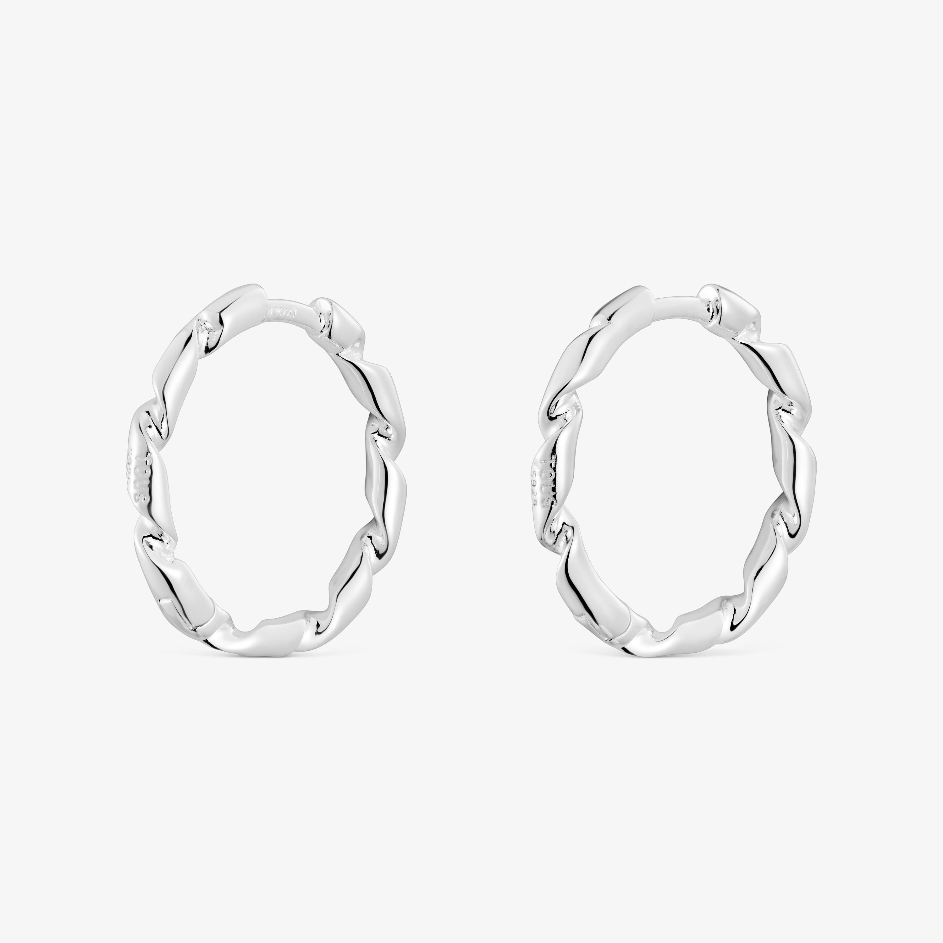 Twisted 15 mm silver Hoop earrings