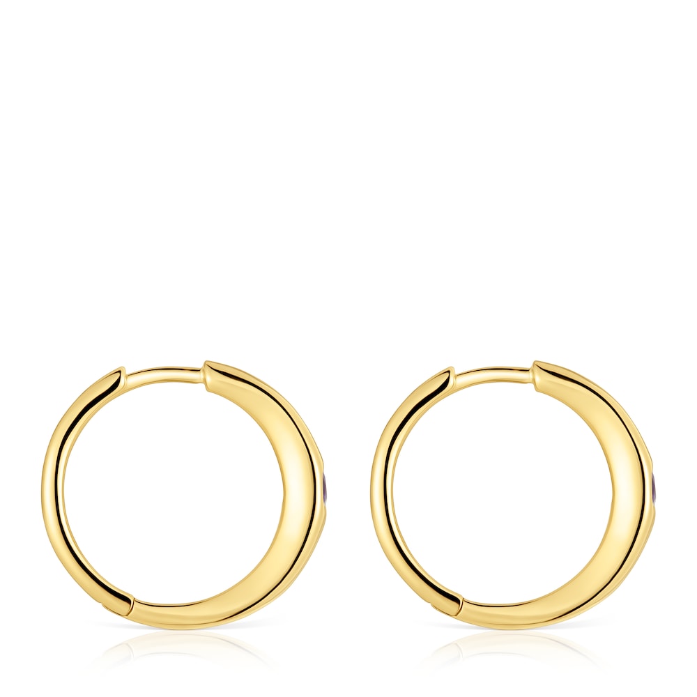 Short Hoop earrings with 18kt gold plating over silver and amethyst TOUS Basic Colors Short Hoop earrings with 18kt gold plating over silver and amethyst TOUS Basic Colors