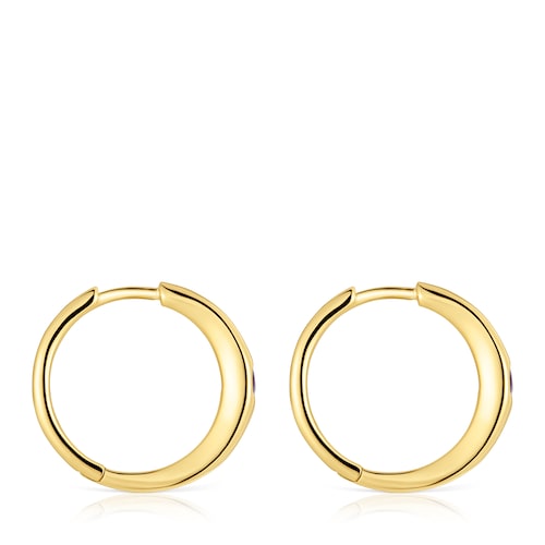 Short Hoop earrings with 18kt gold plating over silver and amethyst TOUS Basic Colors