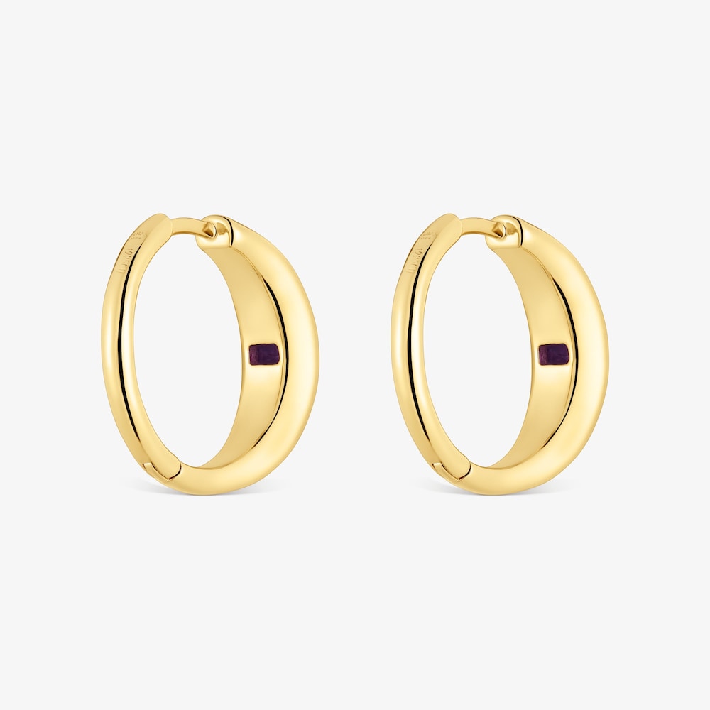 Kr&oacute;tkie kolczyki obręcze TOUS Basic Colors ze srebra, pokryte 18-karatowym złotem, z ametystem