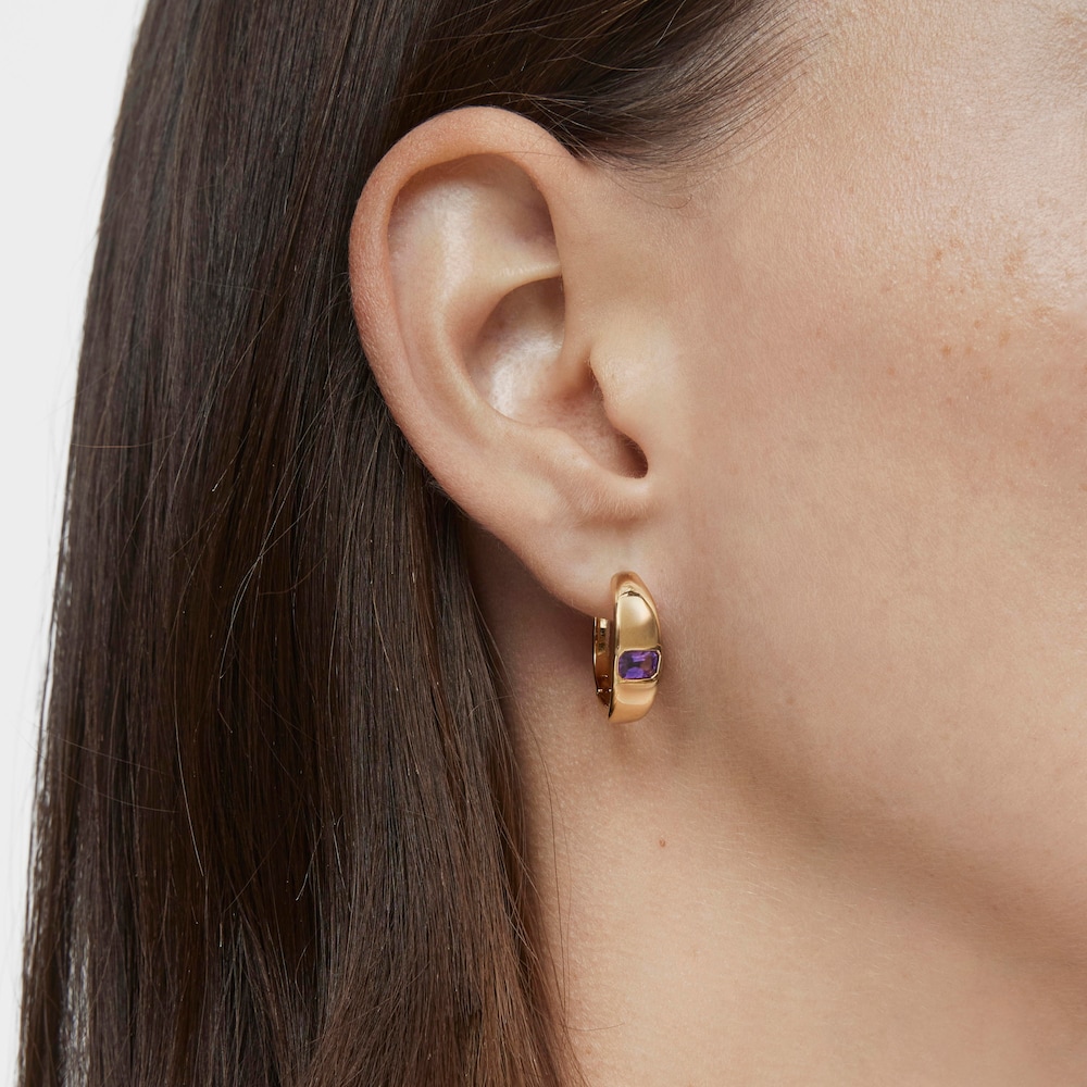 Short Hoop earrings with 18kt gold plating over silver and amethyst TOUS Basic Colors Short Hoop earrings with 18kt gold plating over silver and amethyst TOUS Basic Colors