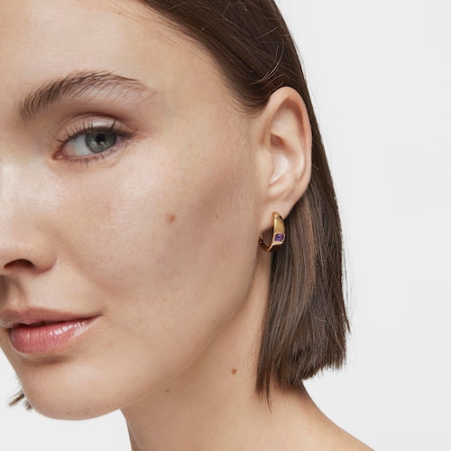 Short Hoop earrings with 18kt gold plating over silver and amethyst TOUS Basic Colors