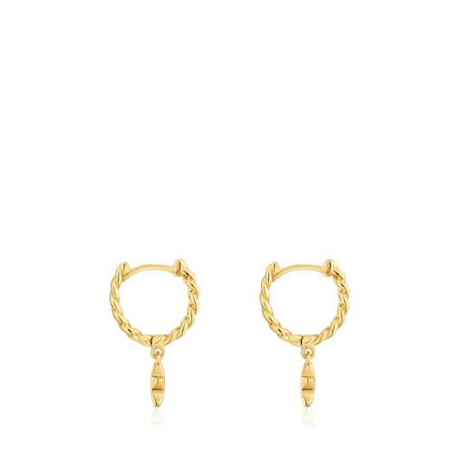 Short Hoop earrings with 18kt gold plating over silver and star motif Bold Motif
