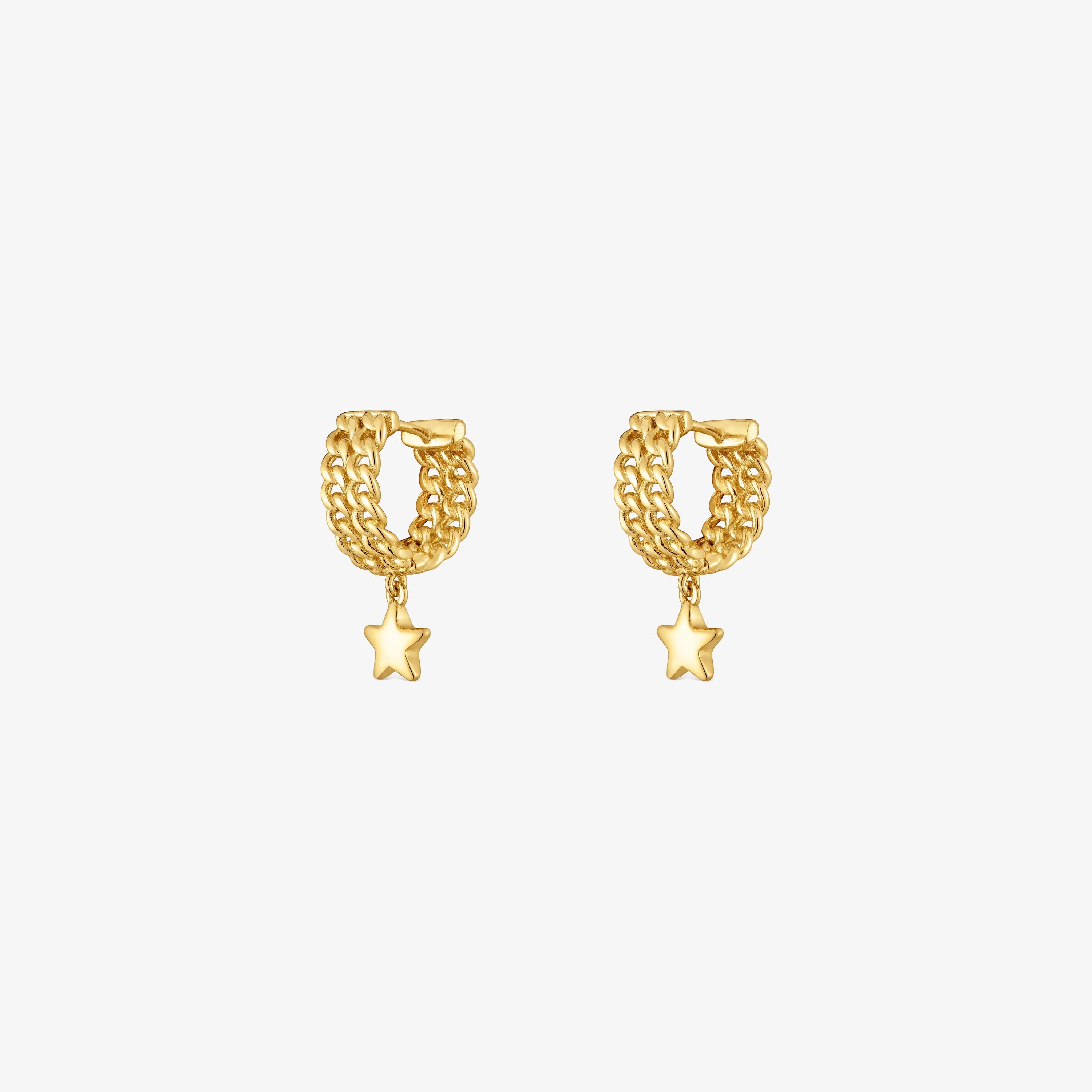 Short Hoop earrings with 18K gold vermeil and star motif Bold Motif