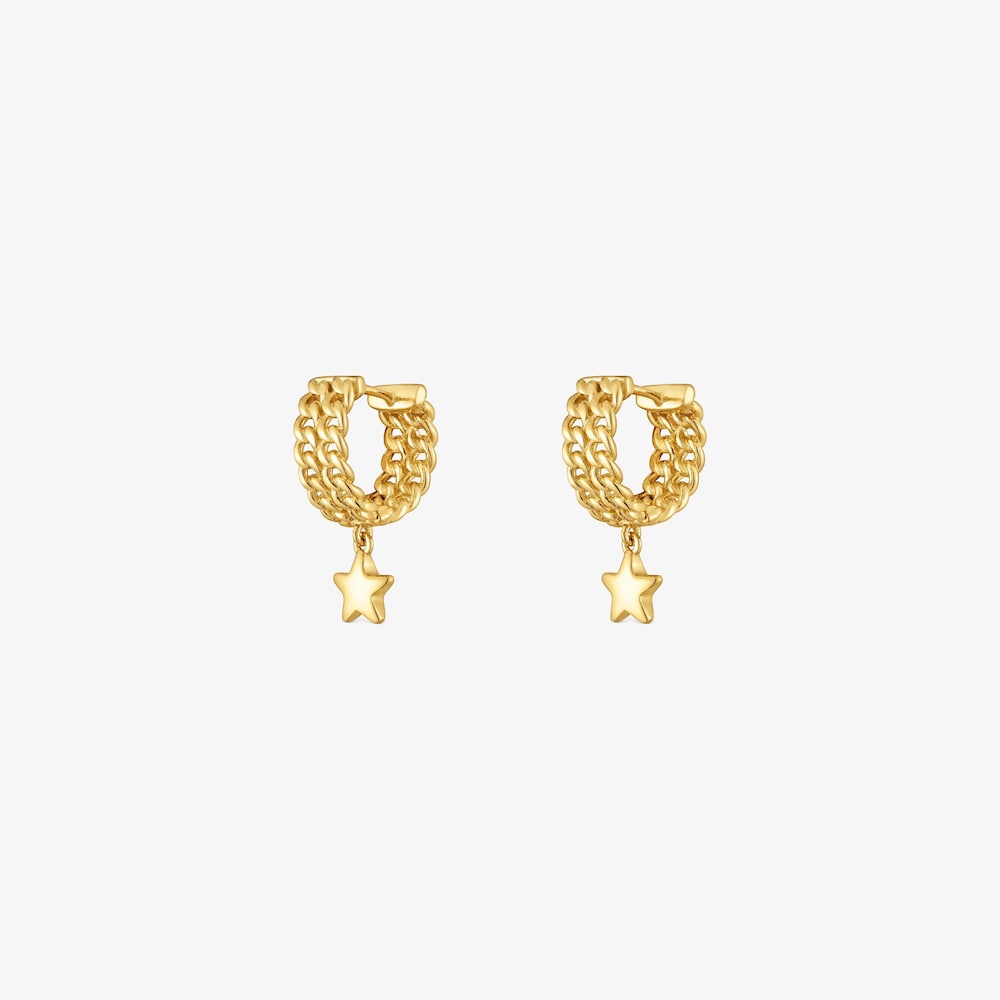 Short Hoop earrings with 18K gold vermeil and star motif Bold Motif