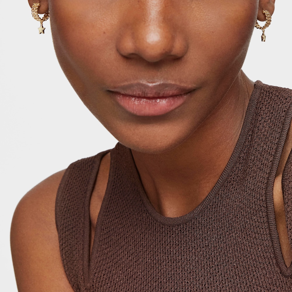 Short Hoop earrings with 18K gold vermeil and star motif Bold Motif