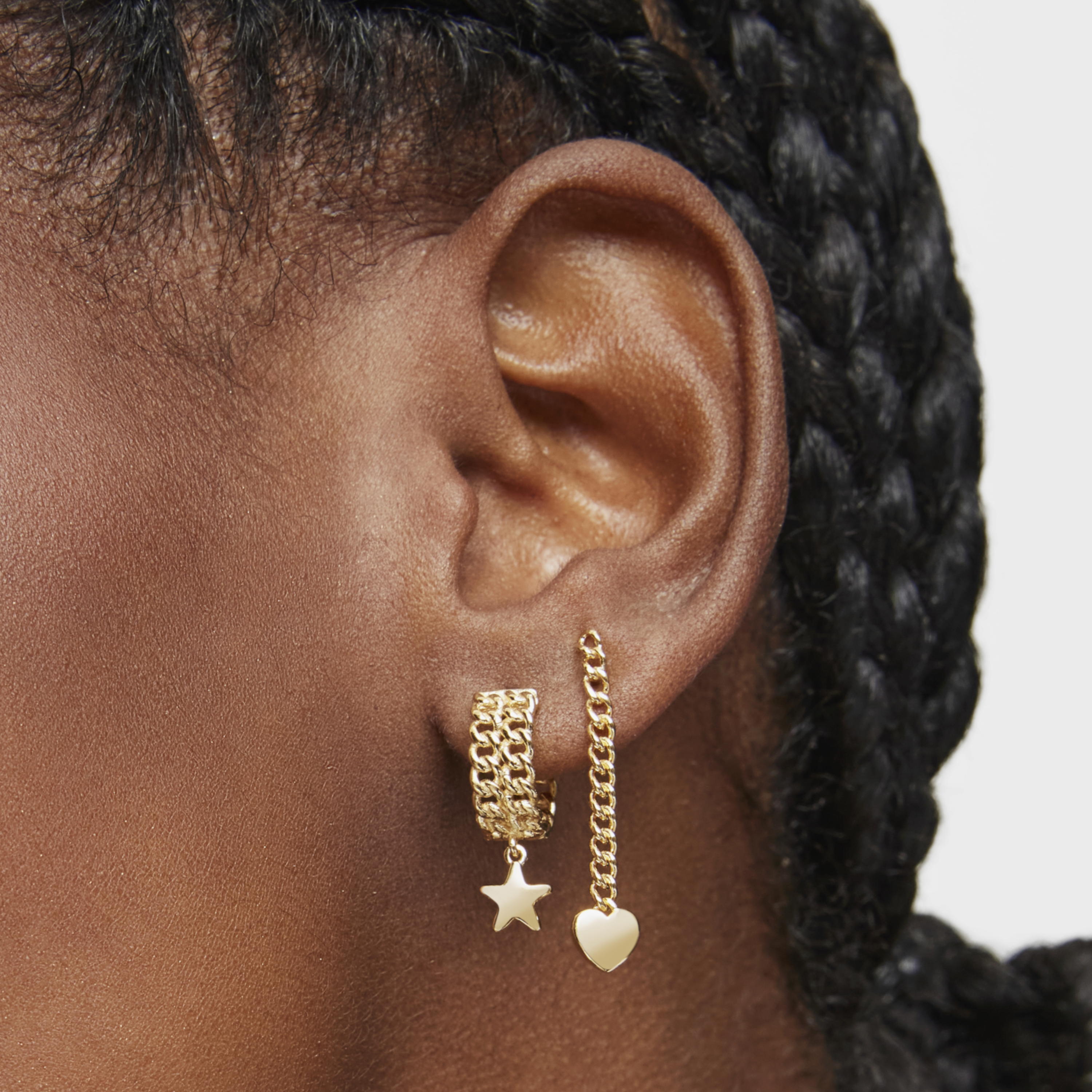 Short Hoop earrings with 18K gold vermeil and star motif Bold Motif