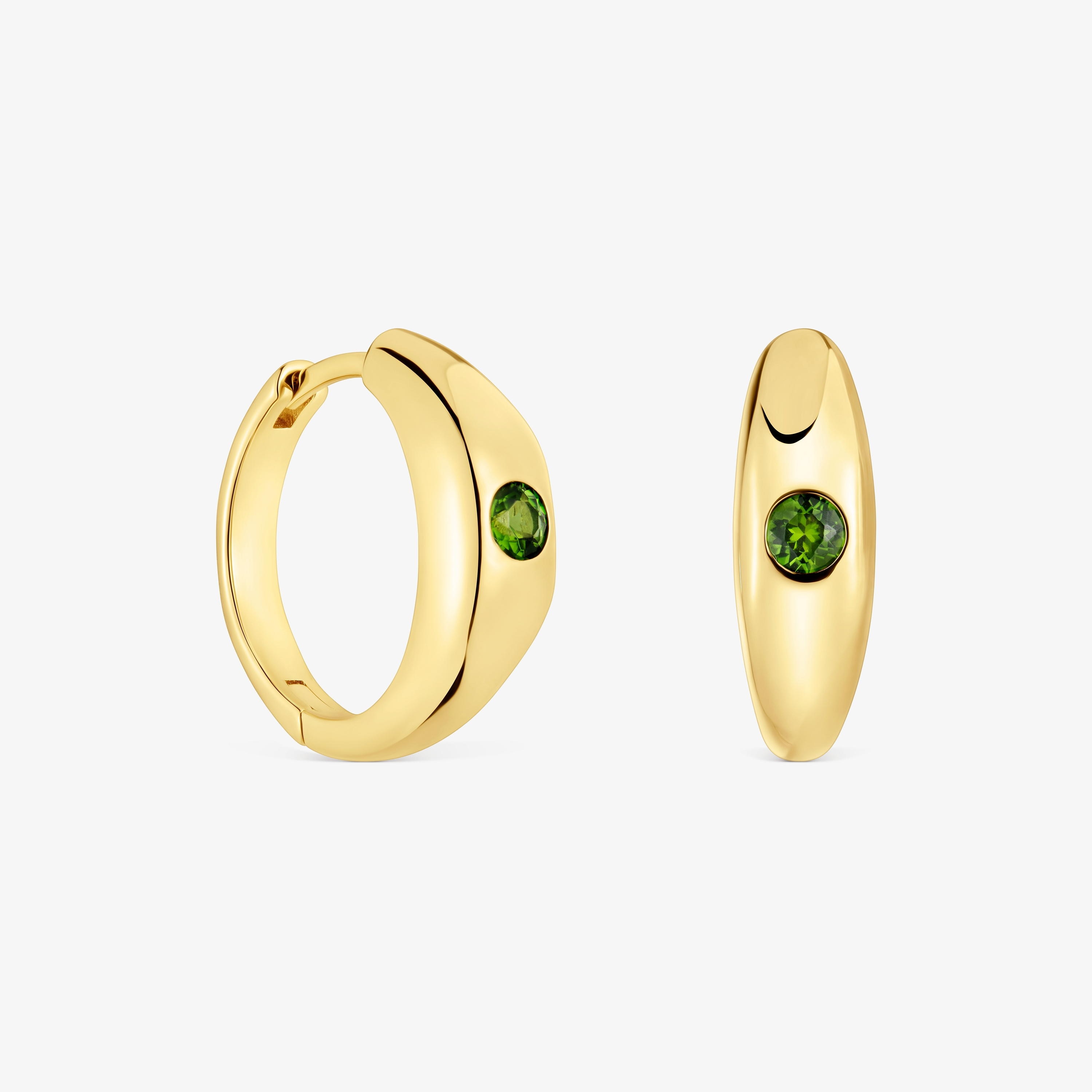 Short Hoop earrings with 18K gold vermeil and chrome diopside TOUS Basic Colors