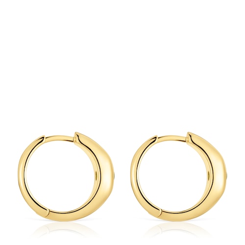 Short Hoop earrings with 18kt gold plating over silver and chrome diopside TOUS Basic Colors