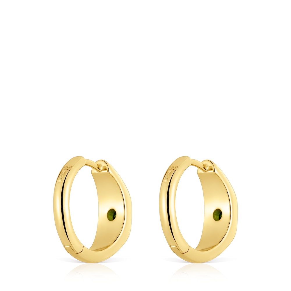 Short Hoop earrings with 18kt gold plating over silver and chrome diopside TOUS Basic Colors Short Hoop earrings with 18kt gold plating over silver and chrome diopside TOUS Basic Colors