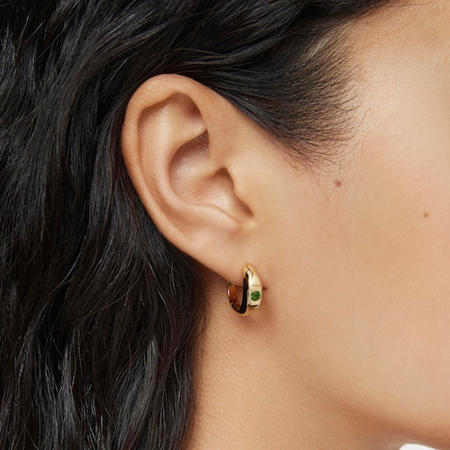 Short Hoop earrings with 18kt gold plating over silver and chrome diopside TOUS Basic Colors