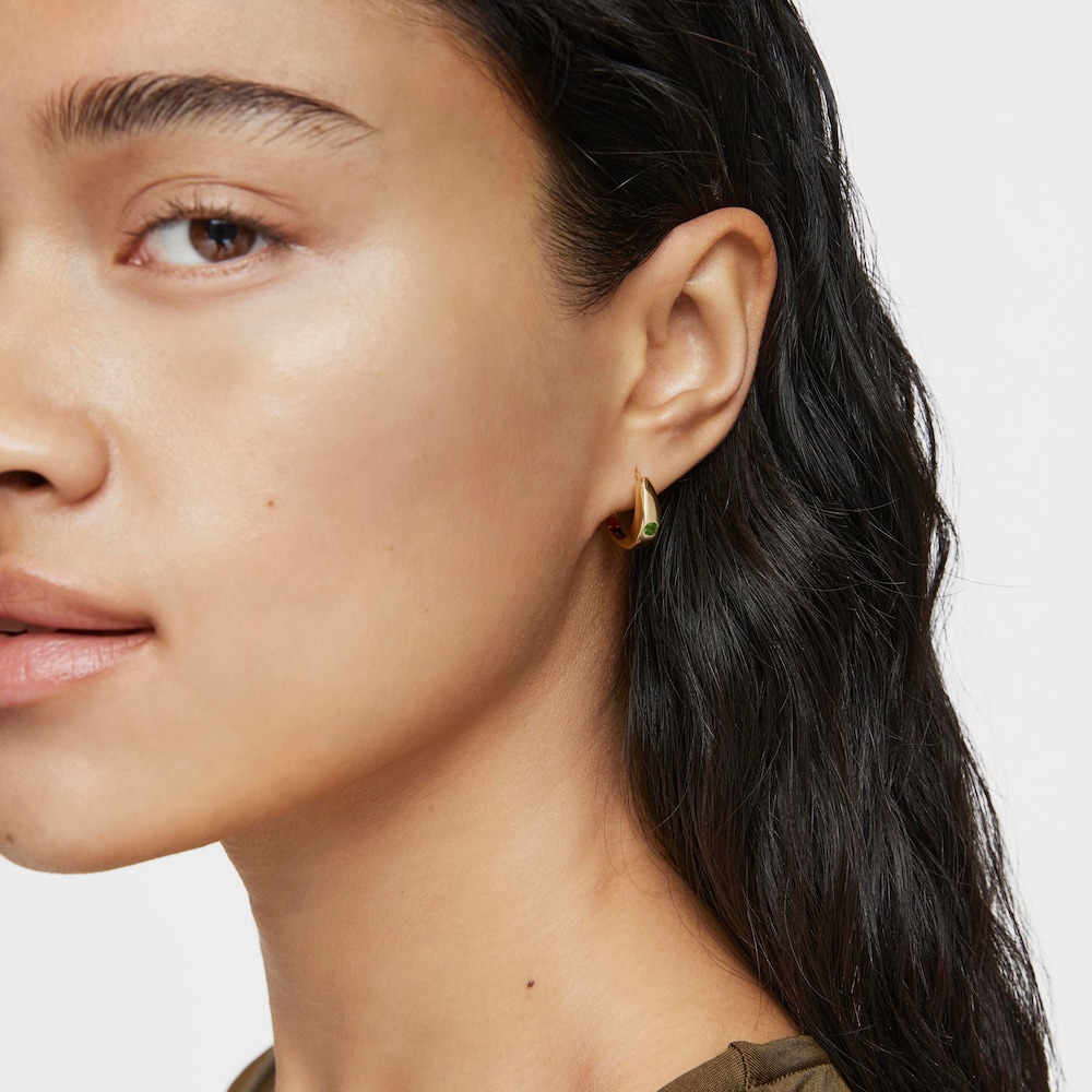 Short Hoop earrings with 18kt gold plating over silver and chrome diopside TOUS Basic Colors Short Hoop earrings with 18kt gold plating over silver and chrome diopside TOUS Basic Colors