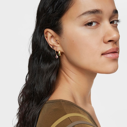 Short Hoop earrings with 18kt gold plating over silver and chrome diopside TOUS Basic Colors