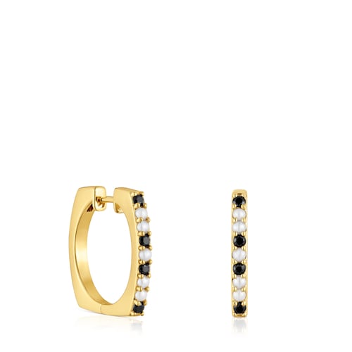 Short Hoop earrings with 18kt gold plating over silver and gemstones TOUS Basic Colors