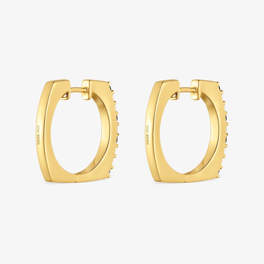 Kr&aacute;tk&eacute; Kruhov&eacute; n&aacute;u&scaron;nice ze stř&iacute;bra pozlacen&eacute;ho 18kar&aacute;tov&yacute;m zlatem s&nbsp;drah&yacute;mi kameny TOUS Basic Colors