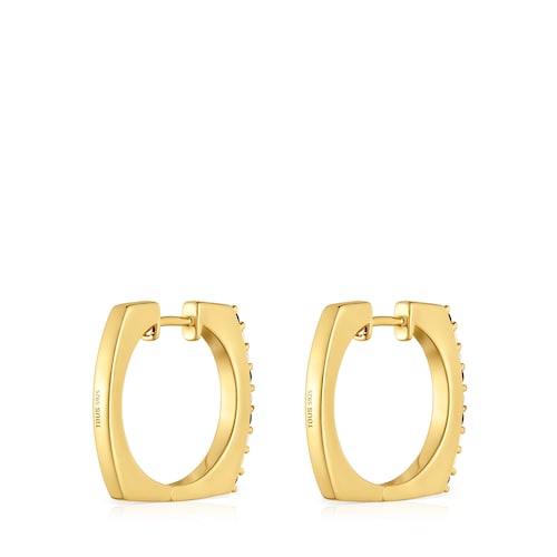 Short Hoop earrings with 18kt gold plating over silver and gemstones TOUS Basic Colors