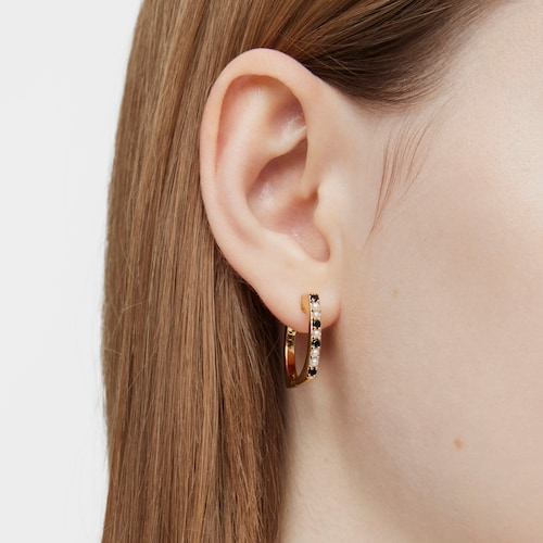 Short Hoop earrings with 18kt gold plating over silver and gemstones TOUS Basic Colors