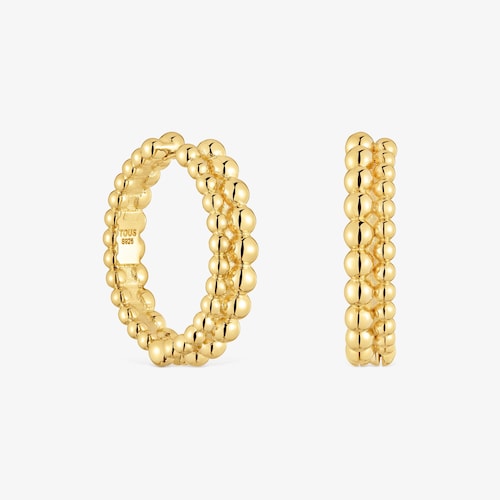 Pendientes de aro doble con ba&ntilde;o de oro de 18&nbsp;kt sobre plata Gloss