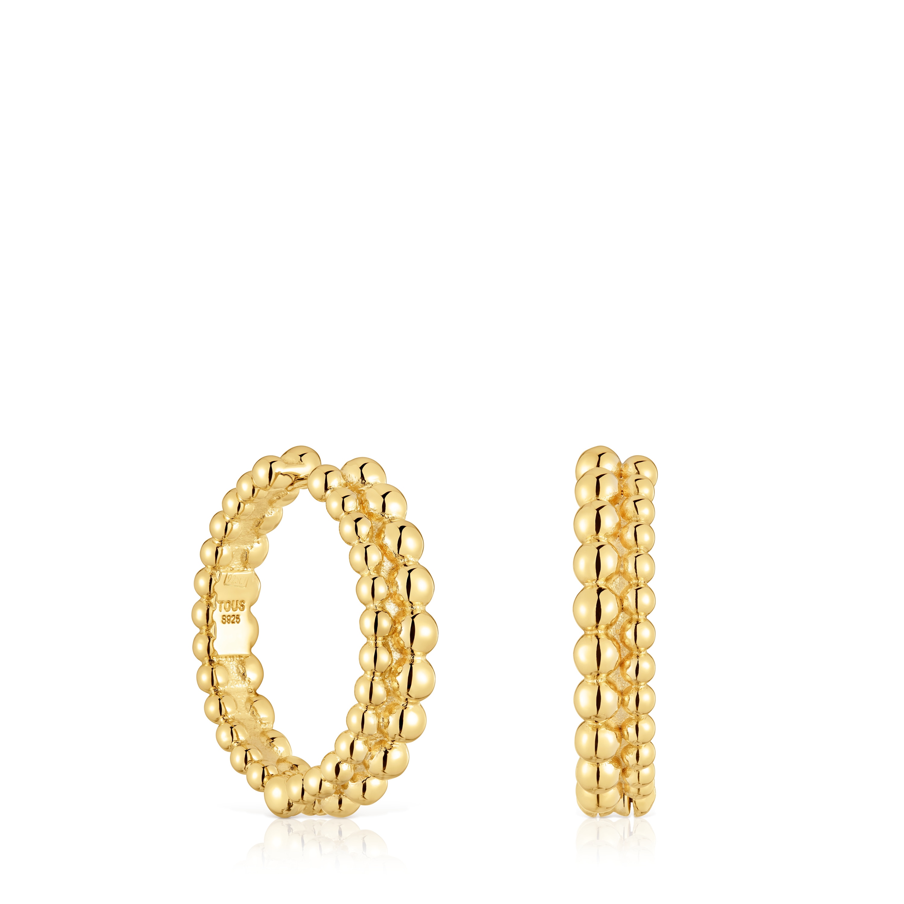 Pendientes de aro doble con baño de oro de 18 kt sobre plata Gloss