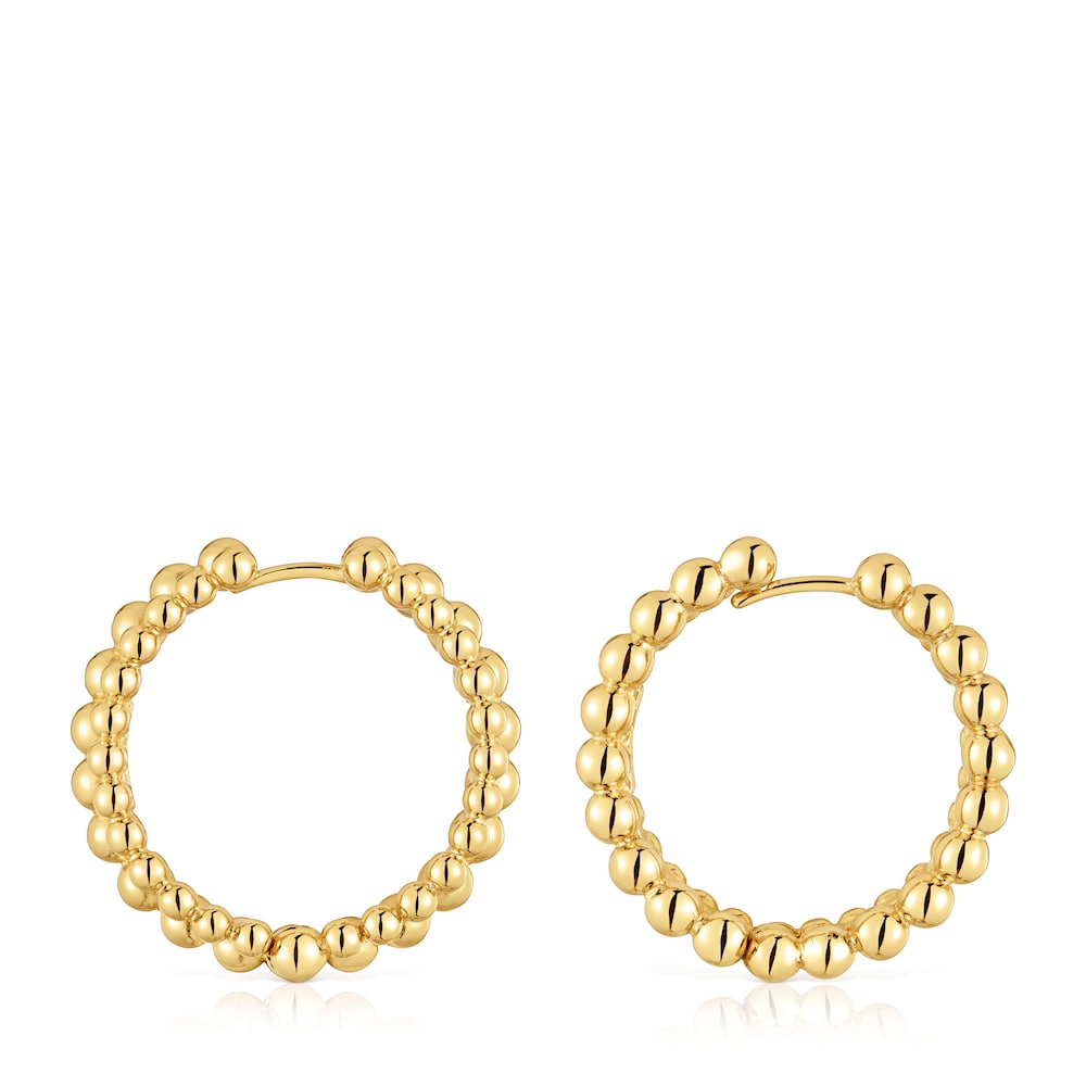 Pendientes de aro doble con baño de oro de 18 kt sobre plata Gloss image number 1