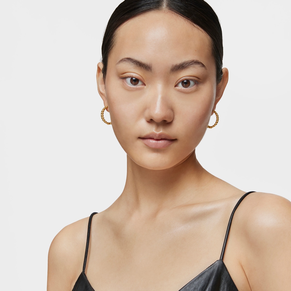 Double Hoop earrings with 18kt gold plating over silver Gloss