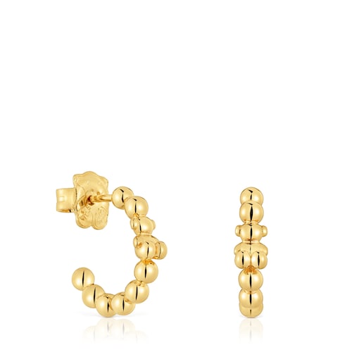 Hoop earrings with 18kt gold plating over silver and bear motif Gloss