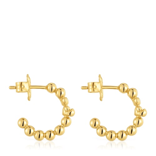 Hoop earrings with 18kt gold plating over silver and bear motif Gloss