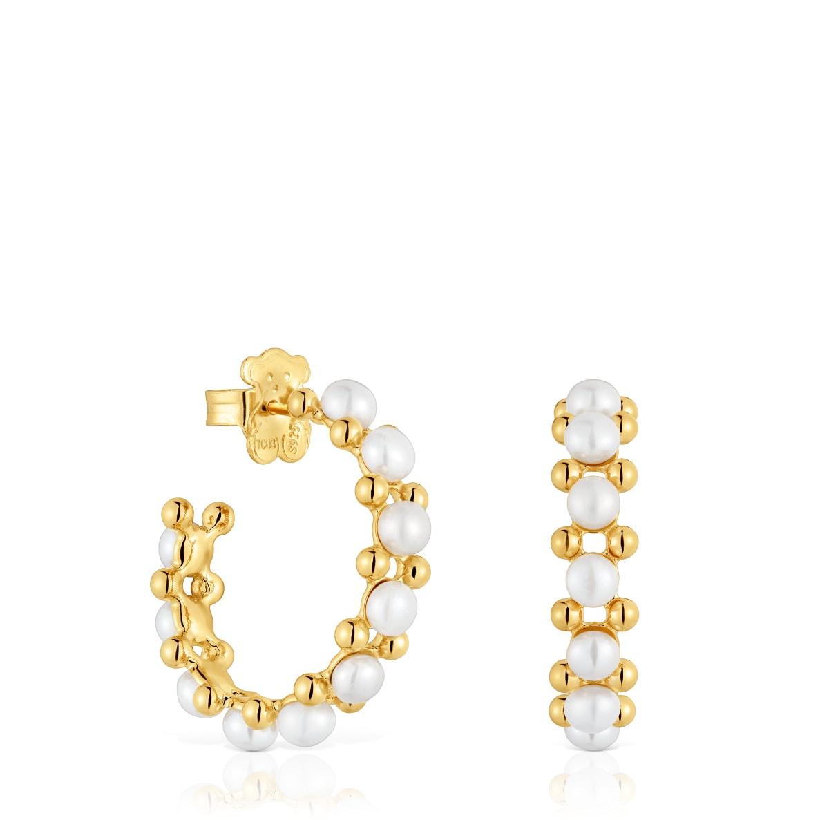 Tous - Pendientes De Aro Triple Con Baño De Oro De 18 Kt Sobre Plata Y Perlas Cultivadas Gloss - Dorado