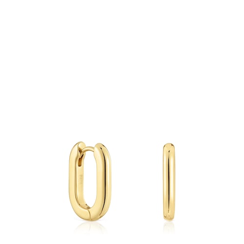 Short 18,2 mm Hoop earrings with 18kt gold plating over silver TOUS Basics