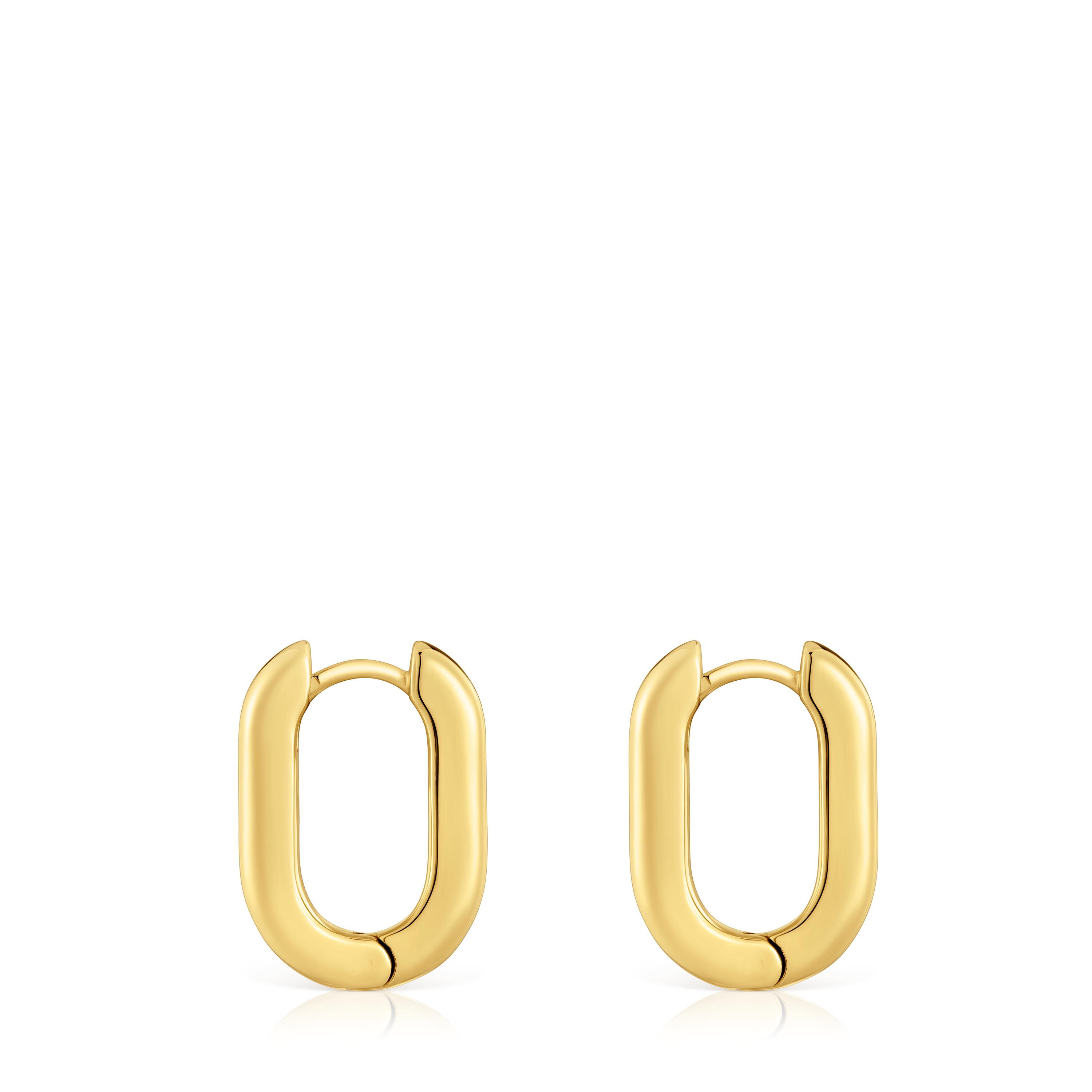 Short 18,2 mm Hoop earrings with 18kt gold plating over silver TOUS Basics
