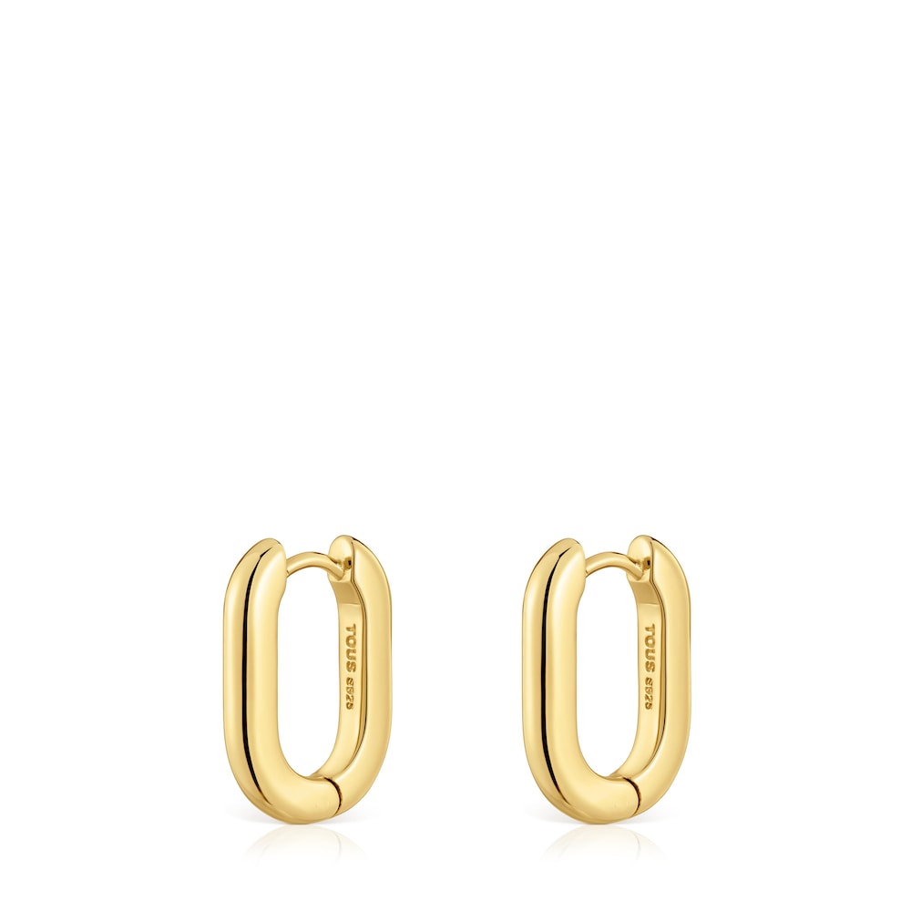 Short 18,2 mm Hoop earrings with 18kt gold plating over silver TOUS Basics