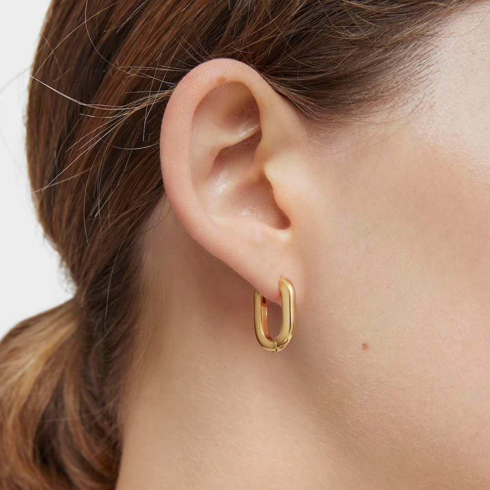 Short 18,2 mm Hoop earrings with 18kt gold plating over silver TOUS Basics