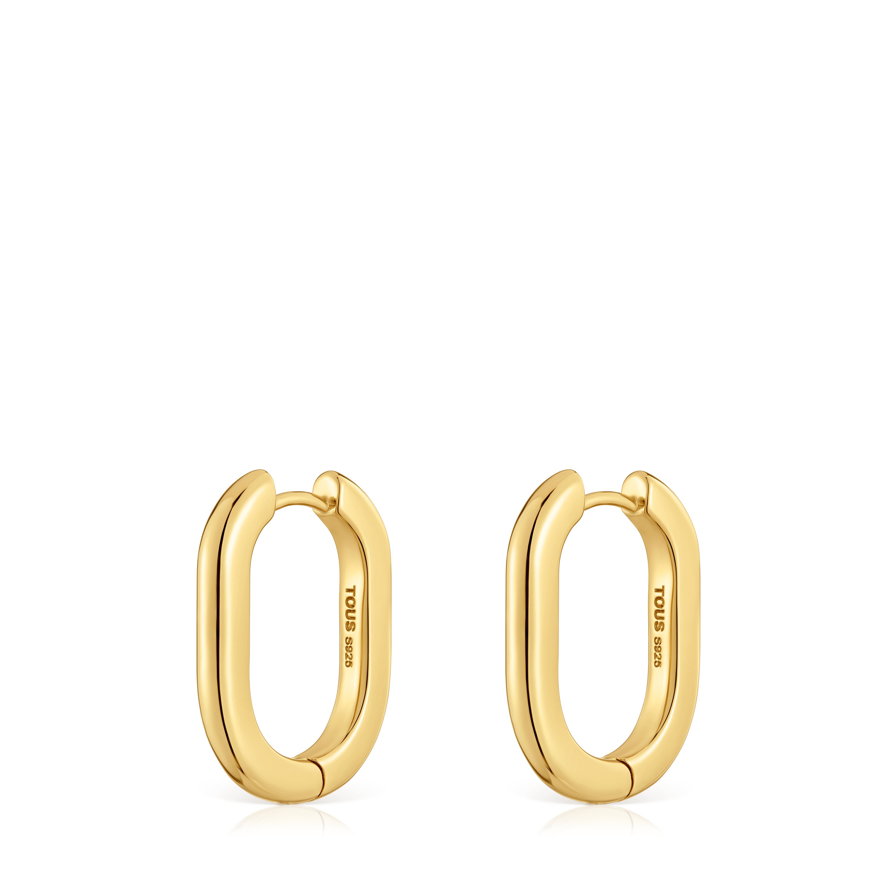 Long 22 mm Hoop earrings with 18kt gold plating over silver TOUS Basics