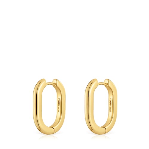 Long 22 mm Hoop earrings with 18kt gold plating over silver TOUS Basics