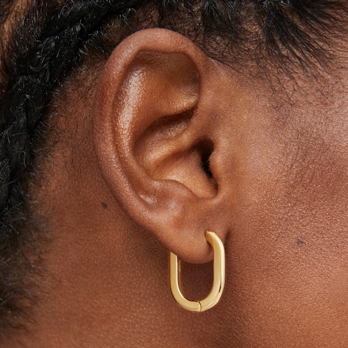 Long 22 mm Hoop earrings with 18kt gold plating over silver TOUS Basics
